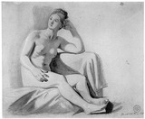Vorschaubild von Sitzender weiblicher Akt (mit aufgestütztem Arm), nach rechts.