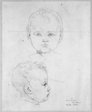 Anna Elsner im Alter von neuneinhalb Monaten, Bildnis en face und im Profil nach rechts.