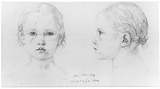 Kinderkopf (Anna Elsner), en face und im Profil nach links.