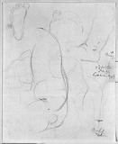 Vorschaubild von Arm-, Bein- und Fußstudien zur Sitzfigur des Prinzen Georg von Cumberland.
verso: Skizze des Oberkörpers und des linken Schulteransatzes.