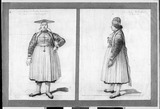 Vorschaubild von Die (Große) Schweizerin Catarina Böbner in ganzer Figur, von vorn und im Profil nach links.