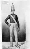 Vorschaubild von Der Gardegrenadier Johann Ehrentreu Theodor Licht, Ganzfigur von vorn.