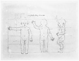 Vorschaubild von Proportionsstudien des 13 Wochen alten Lorenz Karsten, in Vorder-, Rücken- und Seitenansicht.