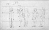 Vorschaubild von Fünf Proportionsstudien eines sechsjährigen Knaben, in Vorder-, Seiten-, Rückenansicht, en face und im Profil nach links.