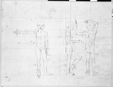 Vorschaubild von Proportionsstudien des siebeneinhalbjährigen Felix Schadow, von vorn, im Profil nach rechts und in Rückenansicht.