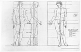 Vorschaubild von Proportionsstudien eines Mannes in drei Ansichten (Idolino ?).