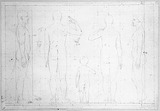 Vorschaubild von Proportionsstudien von Mann, Frau und Kind, in Seiten- und Rückenansicht. (Vgl. Beginn der Reinzeichnung Schadow 843.)