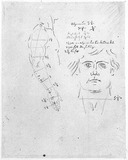 Vorschaubild von Studien eines männlichen Kopfes, en face, und eines männlichen Oberkörpers in Seitenansicht. (vgl. Studien Schadow 862, 864, 865, 928, 952 und 953).