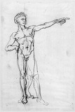Vorschaubild von Männlicher Akt, in die Ferne zeigend.
(Bewegungsstudie. Vgl. Studien des gleichen Modells in anderen Bewegungen Schadow 955 a, c und d.)