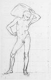 Vorschaubild von Haltungsstudie eines nackten Mannes, einen Block auf dem Nacken tragend.
(Bewegungsstudie. Vgl. Studien des gleichen Modells in anderen Bewegungen Schadow 955 a, b und d.)