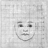 Vorschaubild von Skizze eines Kindergesichts, en face.