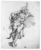 Vorschaubild von Sinnender Hauptmann, auf einem Stuhl sitzend. (Studie für Lithografie 1822.)