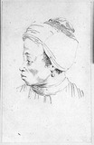 Vorschaubild von Kopf eines orientalischen Knaben mit Turban und Ohrring, im Profil nach links.
