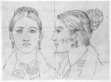 Vorschaubild von Mädchenkopf, en face und im Profil nach links uned ein Frauenkopf.