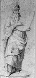 Vorschaubild von Moses-Statue; verso: Studie einer Tänzerin