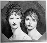 Vorschaubild von Doppelbildnis Louise Charlotte Elisabeth Börger geb. Fromme und ihre Schwester, en face. (Die Schwestern. Verwendet für eine Lithografie 1825).