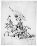 Vorschaubild von Zwei heransprengende Gendarmen. (Szene aus Friedrich II. , der Siegende bei Roßbach).