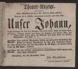 Theater-Anzeige [Theater bleibt 30.9. geschlossen, Vorschau auf 1.10.] / ---