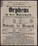 Rübezahl, der Berggeist / Johnson, Conradi
Variations brillantes über das Thema ""Je suis le petit tambour"" / [Ferdinand] David
Orpheus in der Unterwelt / Offenbach