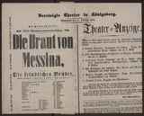 Die Braut von Messina, oder: Die feindlichen Brüder / F. v. Schiller
Theater-Anzeige [Abonnements-Aufruf] / ---