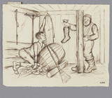 Vorschaubild von Zeitungsillustration (zwei Männer rund um Faß)
