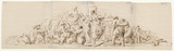 Vorschaubild von Giebel nach dem Gendarmenmarkt: Paulus und Barnabas zerreißen ihre Kleider, weil man sie für Merkur und Jupiter hält. Entwurf zum Deutschen Dom auf dem Gendarmenmarkt in Berlin (Vgl. DAK 49).