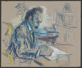 Portrait von Hans Keller [Ehemann der Künstlerin] am Schreibtisch