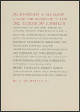Wilhelm Waetzoldt: Das Einfachste in der Kunst ... Kalligraphie von Friedrich Poppl.